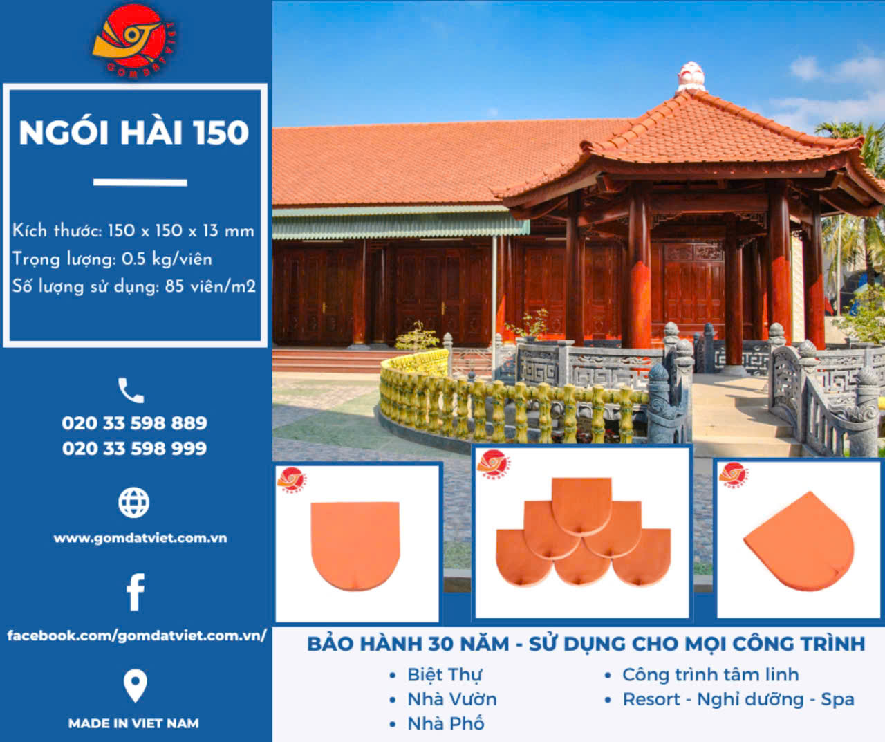 Công trình mái ngói đất nung truyền thống